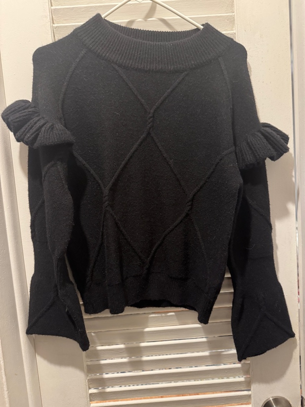 Black Women's Ruffle-Trim Sweater